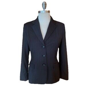 Tahari Pinstripe Blazer Women’s Sz 8 Career Office Old Money Gray/Blue Classic